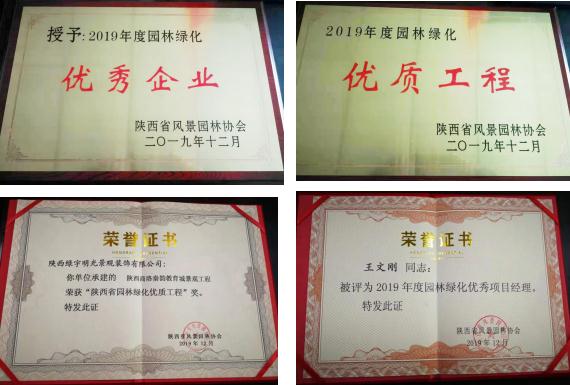 喜訊！綠宇公司榮獲省級(jí)“2019年度園林綠化優(yōu)秀企業(yè)”等三項(xiàng)榮譽(yù)